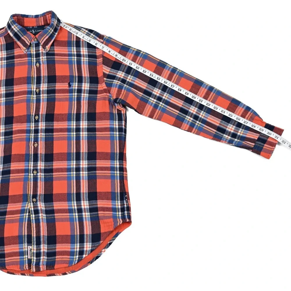 Polo Ralph Lauren Lined‎ Flannel Shirt Mens Medium Plaid L/S Button Down Preppy